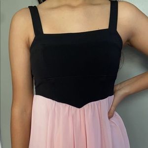 flowy pink and black dress